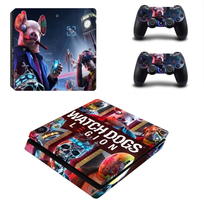 Watch Dogs legion decal skin for PS4 Slim Console and two controllers