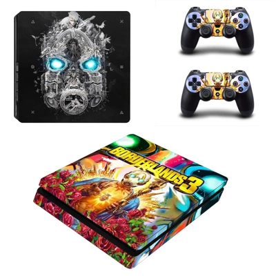 Borderlands 3 decal skin for PS4 Slim Console and two cont.. Borderlands 3 decal skin for PS4 Slim Console and two cont..