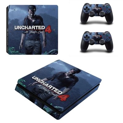 Uncharted 4 decal skin for PS4 Slim Console and two contro..