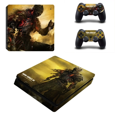 Dark Souls 3 decal skin for PS4 Slim Console and two contr.. Dark Souls 3 decal skin for PS4 Slim Console and two contr..