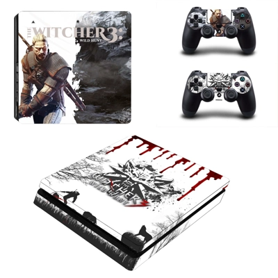The Witcher wild Hunt 3 decal skin for PS4 Slim Console and two controllers
