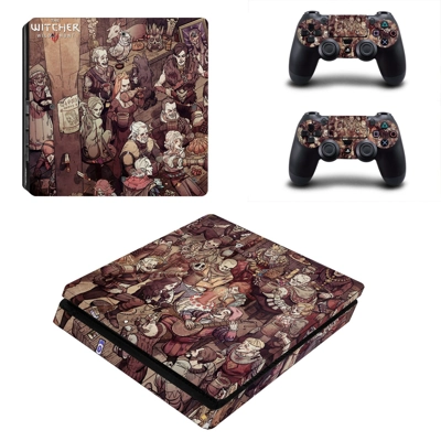 The Witcher wild Hunt 3 decal skin for PS4 Slim Console and two controllers