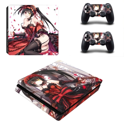 Anime decal skin for PS4 Slim Console and two controllers Anime decal skin for PS4 Slim Console and two controllers