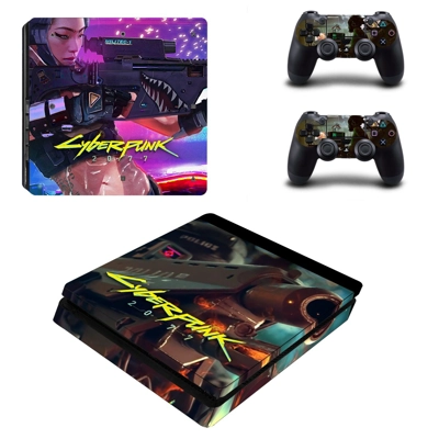Cyberpunk 2077 decal skin for PS4 Slim Console and two con.. Cyberpunk 2077 decal skin for PS4 Slim Console and two con..