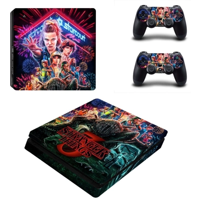 Stranger Things decal skin for PS4 Slim Console and two co..