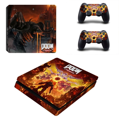 Doom Eternal decal skin for PS4 Slim Console and two contr.. Doom Eternal decal skin for PS4 Slim Console and two contr..