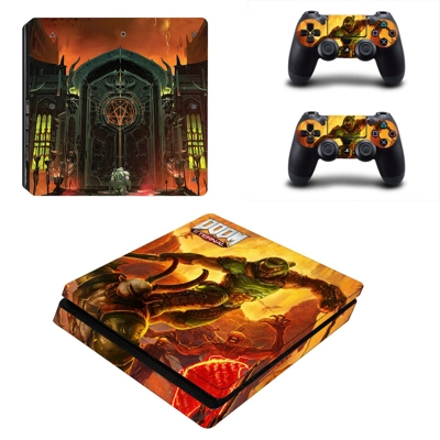 Doom Eternal decal skin for PS4 Slim Console and two contr.. Doom Eternal decal skin for PS4 Slim Console and two contr..