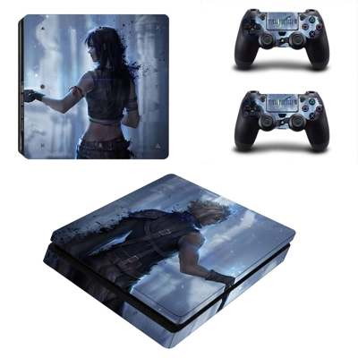 Final Fantasy 7 decal skin for PS4 Slim Console and two co.. Final Fantasy 7 decal skin for PS4 Slim Console and two co..