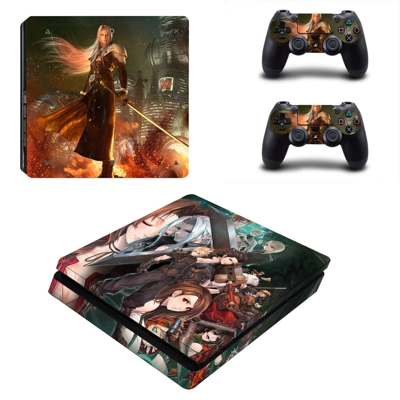 Final Fantasy 7 decal skin for PS4 Slim Console and two co.. Final Fantasy 7 decal skin for PS4 Slim Console and two co..