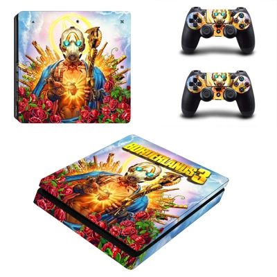 Borderlands 3 decal skin for PS4 Slim Console and two cont.. Borderlands 3 decal skin for PS4 Slim Console and two cont..