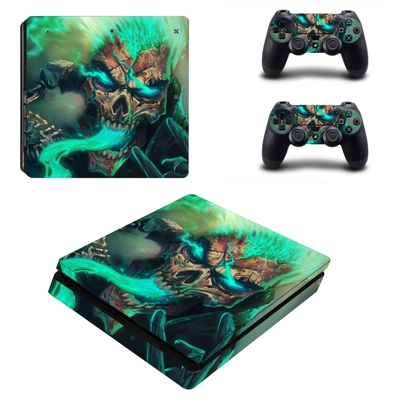 Cool Skull decal skin for PS4 Slim Console and two control.. Cool Skull decal skin for PS4 Slim Console and two control..