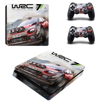 World Rally Championship 7 decal skin for PS4 Slim Console and two controllers