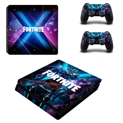 Fortnite decal skin for PS4 Slim Console and two controllers