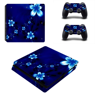 Colorful flower decal skin for PS4 Slim Console and two controllers