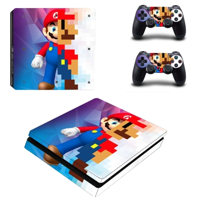 Super Mario decal skin for PS4 Slim Console and two controllers