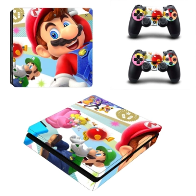 Super Mario decal skin for PS4 Slim Console and two controllers