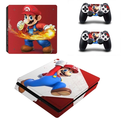 Super Mario decal skin for PS4 Slim Console and two controllers