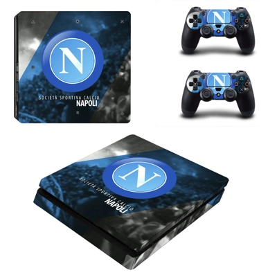 SSC Napoli decal skin for PS4 Slim Console and two control..