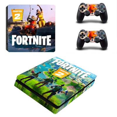 Fortnite decal skin for PS4 Slim Console and two controllers