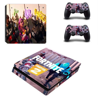 Fortnite decal skin for PS4 Slim Console and two controllers