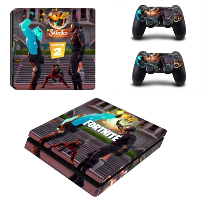 Fortnite decal skin for PS4 Slim Console and two controllers