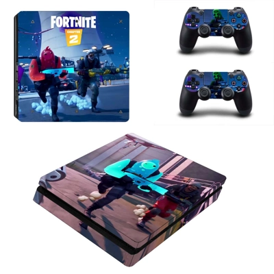 Fortnite decal skin for PS4 Slim Console and two controllers