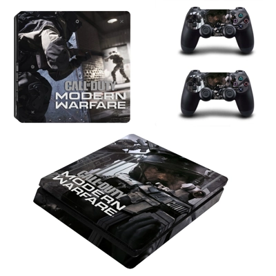 Modern Warfare decal skin for PS4 Slim Console and two con.. Modern Warfare decal skin for PS4 Slim Console and two con..