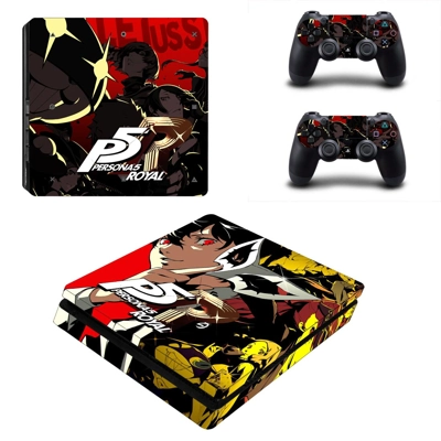 Persona 5 Royal decal skin for PS4 Slim Console and two co.. Persona 5 Royal decal skin for PS4 Slim Console and two co..