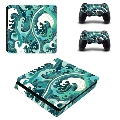 Abstract decal skin for PS4 Slim Console and two controllers Abstract decal skin for PS4 Slim Console and two controllers