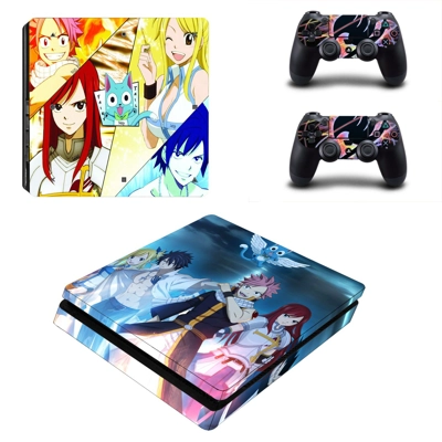 Fairy Tail Natsu decal skin for PS4 Slim Console and two c.. Fairy Tail Natsu decal skin for PS4 Slim Console and two c..