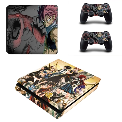 Fairy Tail Natsu decal skin for PS4 Slim Console and two c.. Fairy Tail Natsu decal skin for PS4 Slim Console and two c..