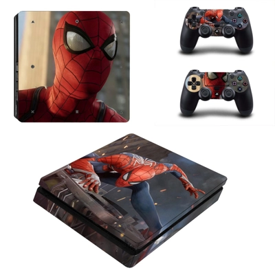 Spiderman decal skin for PS4 Slim Console and two controll.. Spiderman decal skin for PS4 Slim Console and two controll..