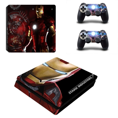 Ironman stark decal skin for PS4 Slim Console and two cont.. Ironman stark decal skin for PS4 Slim Console and two cont..