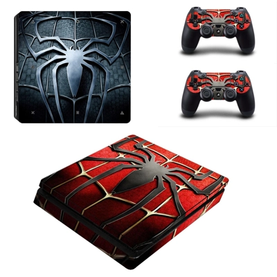 Spiderman decal skin for PS4 Slim Console and two controll.. Spiderman decal skin for PS4 Slim Console and two controll..