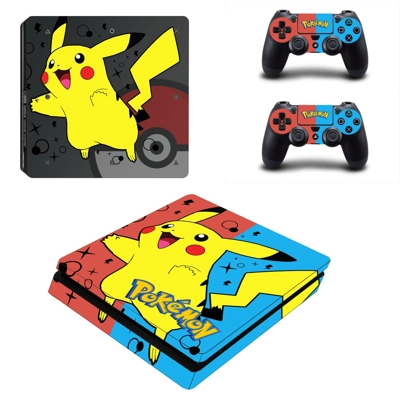 Pokemon Pikachu decal skin for PS4 Slim Console and two co.. Pokemon Pikachu decal skin for PS4 Slim Console and two co..
