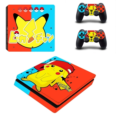 Pokemon Pikachu decal skin for PS4 Slim Console and two co.. Pokemon Pikachu decal skin for PS4 Slim Console and two co..