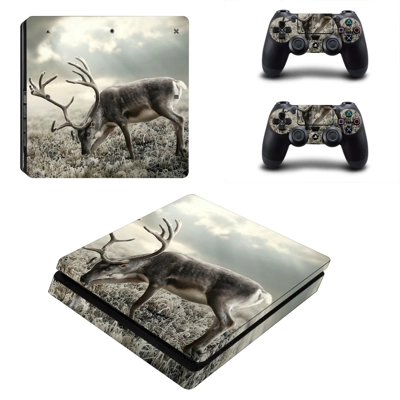 Reindeer decal skin for PS4 Slim Console and two controllers Reindeer decal skin for PS4 Slim Console and two controllers