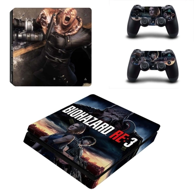 Biohazard RE3 decal skin for PS4 Slim Console and two cont.. Biohazard RE3 decal skin for PS4 Slim Console and two cont..