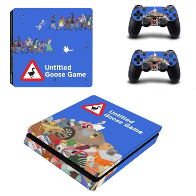 Untitled Goose Game decal skin for PS4 Slim Console and two controllers