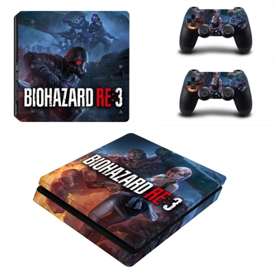 Biohazard RE3 decal skin for PS4 Slim Console and two cont.. Biohazard RE3 decal skin for PS4 Slim Console and two cont..