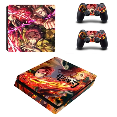 Demon Slayer decal skin for PS4 Slim Console and two contr.. Demon Slayer decal skin for PS4 Slim Console and two contr..