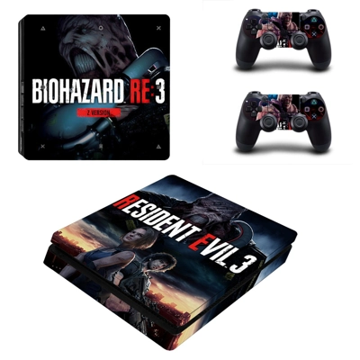 Biohazard RE3 decal skin for PS4 Slim Console and two cont.. Biohazard RE3 decal skin for PS4 Slim Console and two cont..
