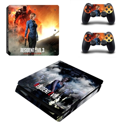 Resident Evil 3 decal skin for PS4 Slim Console and two co.. Resident Evil 3 decal skin for PS4 Slim Console and two co..