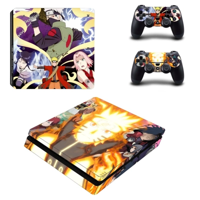 Naruto decal skin for PS4 Slim Console and two controllers Naruto decal skin for PS4 Slim Console and two controllers