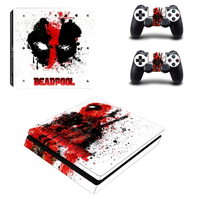 Deadpool decal skin for PS4 Slim Console and two controllers Deadpool decal skin for PS4 Slim Console and two controllers
