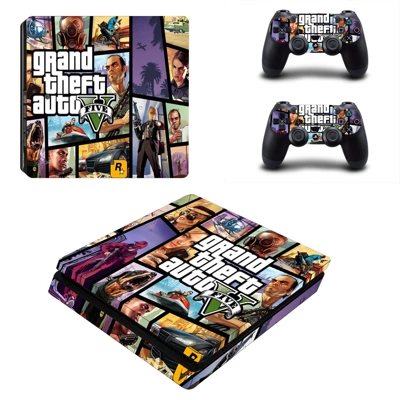GTA 5 decal skin for PS4 Slim Console and two controllers GTA 5 decal skin for PS4 Slim Console and two controllers