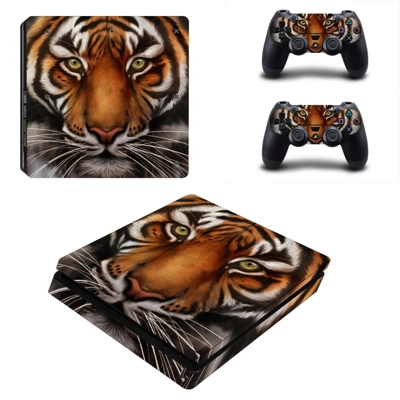 Tiger decal skin for PS4 Slim Console and two controllers Tiger decal skin for PS4 Slim Console and two controllers