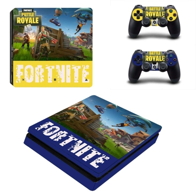 Fortnite battle royale decal skin for PS4 Slim Console and two controllers