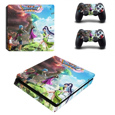Dragon Quest 11 decal skin for PS4 Slim Console and two co.. Dragon Quest 11 decal skin for PS4 Slim Console and two co..