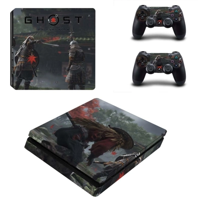 Ghost of Tsushima decal skin for PS4 Slim Console and two controllers